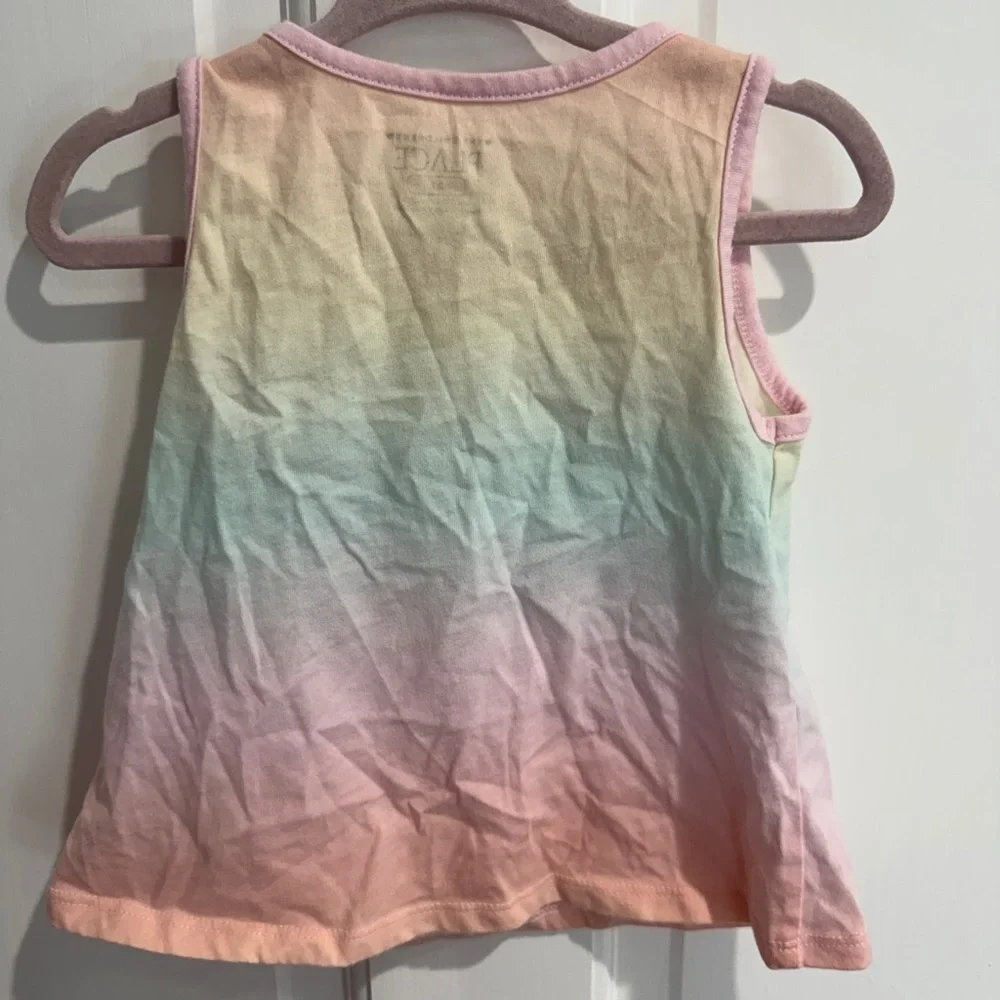 NWOT 2T Girls The Children's Place Pastel Rainbow Sequin Heart Tank Top Blouse